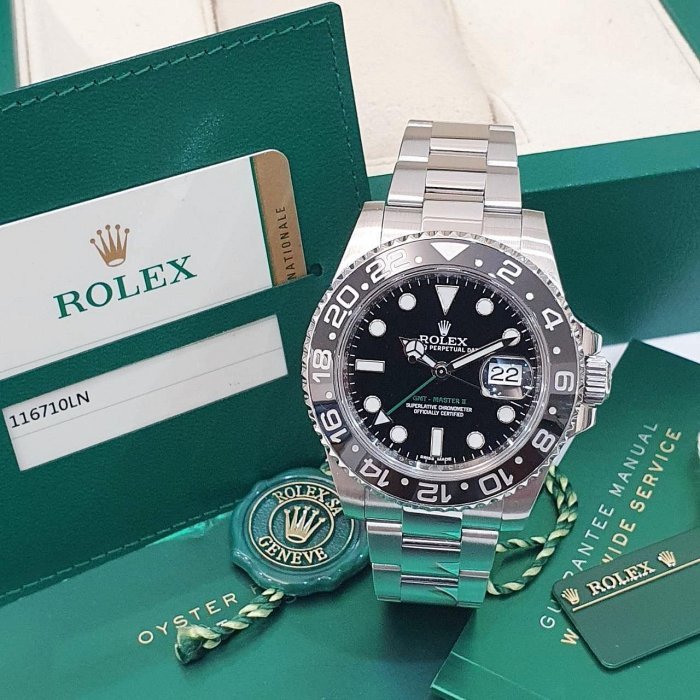 【大眾名錶】ROLEX勞力士 116710LN GMT-Masterll 黑面綠針 2016/02 大眾名錶G205-3