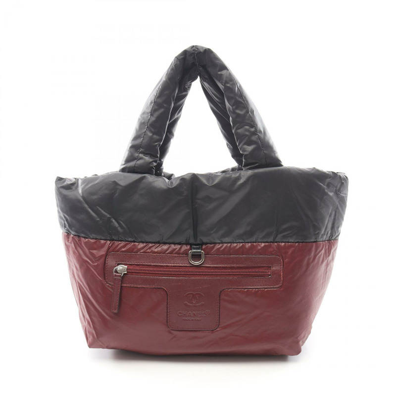 香奈兒 Coco Cocoon 小號雙面手提包 A48610 尼龍皮革 黑色 波爾多紅-5