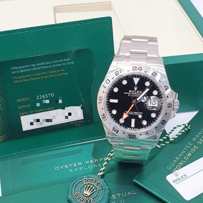 【大眾名錶】 ROLEX勞力士 226570 Explorer ll 新款黑探二 2026年全新品 大眾名錶B1136-1