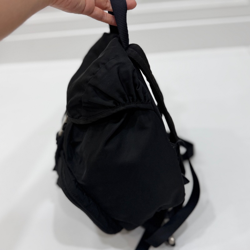 PRADA 尼龍 Rucksack 銀扣 黑色 厚背包 肩背包 手提包-6