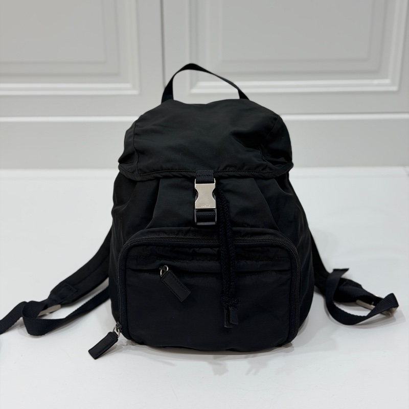 PRADA 尼龍 Rucksack 銀扣 黑色 厚背包 肩背包 手提包-7