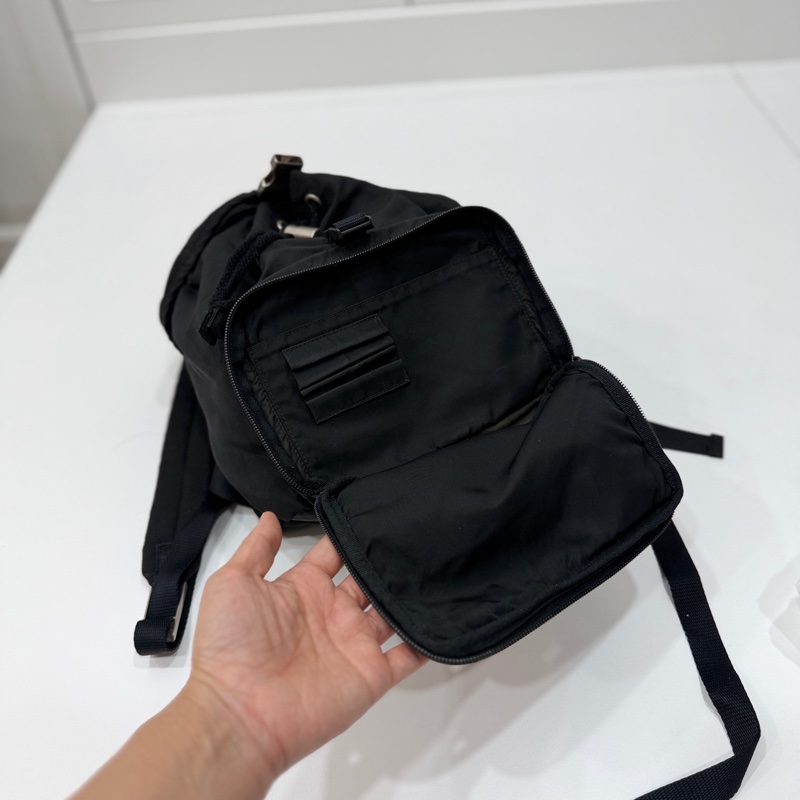 PRADA 尼龍 Rucksack 銀扣 黑色 厚背包 肩背包 手提包-22
