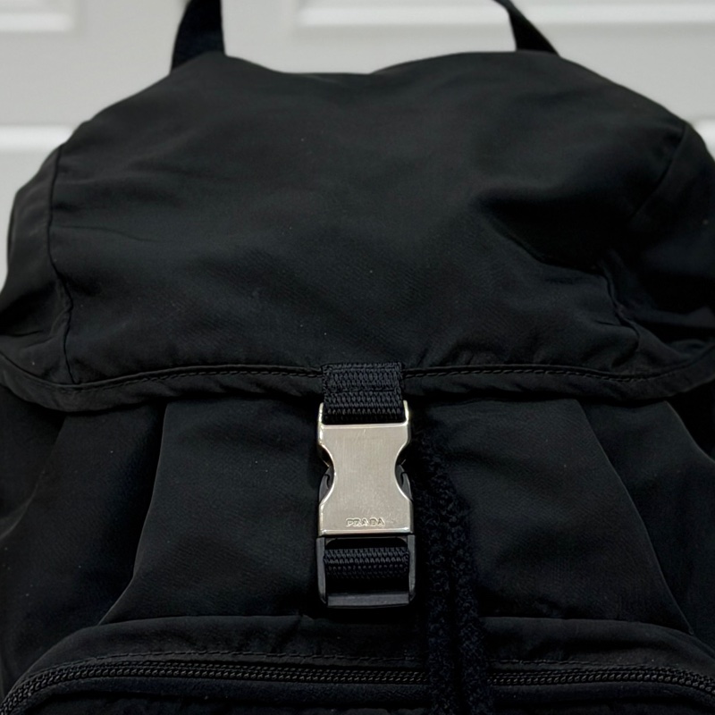 PRADA 尼龍 Rucksack 銀扣 黑色 厚背包 肩背包 手提包-31
