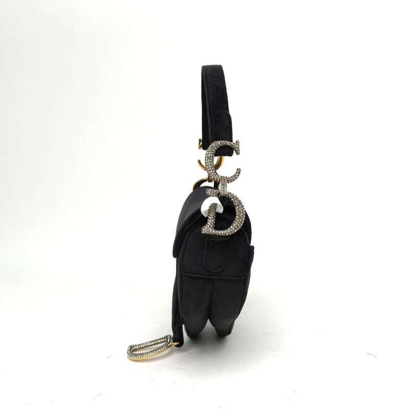 DIOR SADDLE馬鞍小號21無肩帶黑色絲絨鑽扣2019-1