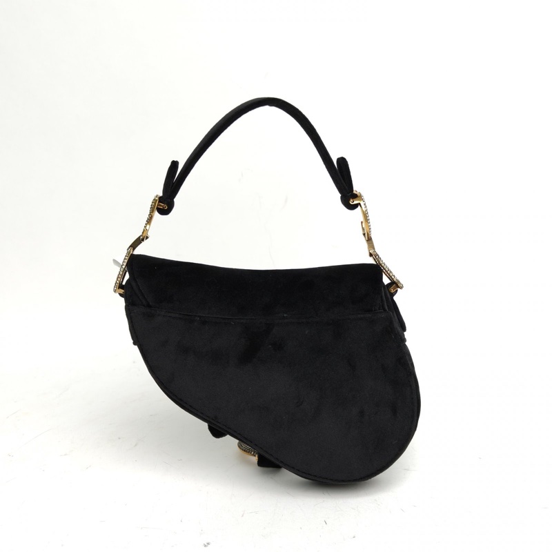 DIOR SADDLE馬鞍小號21無肩帶黑色絲絨鑽扣2019-2