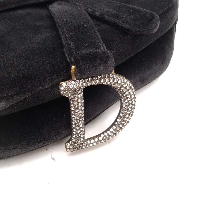 DIOR SADDLE馬鞍小號21無肩帶黑色絲絨鑽扣2019-4