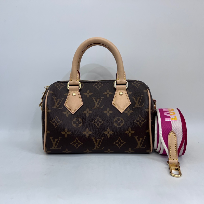 LV 原花金釦Speedy20手提斜背波士頓包-0