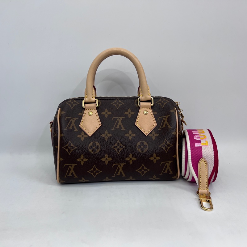 LV 原花金釦Speedy20手提斜背波士頓包-1