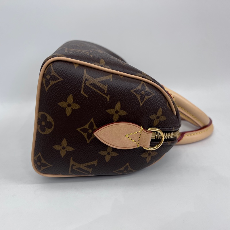 LV 原花金釦Speedy20手提斜背波士頓包-3