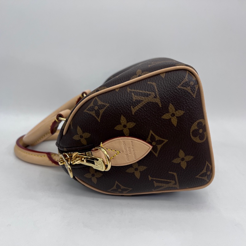 LV 原花金釦Speedy20手提斜背波士頓包-4