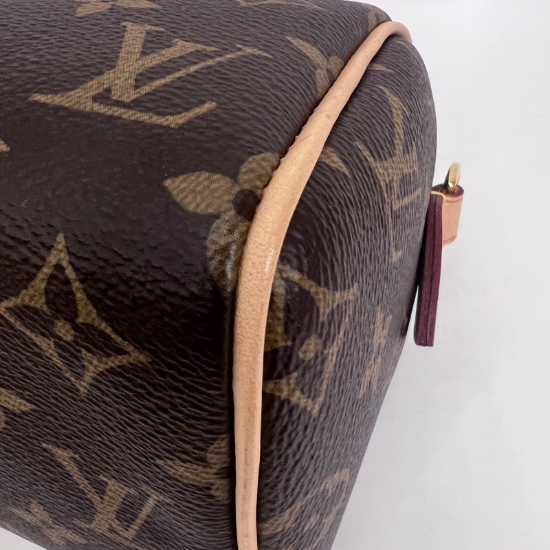 LV 原花金釦Speedy20手提斜背波士頓包-7