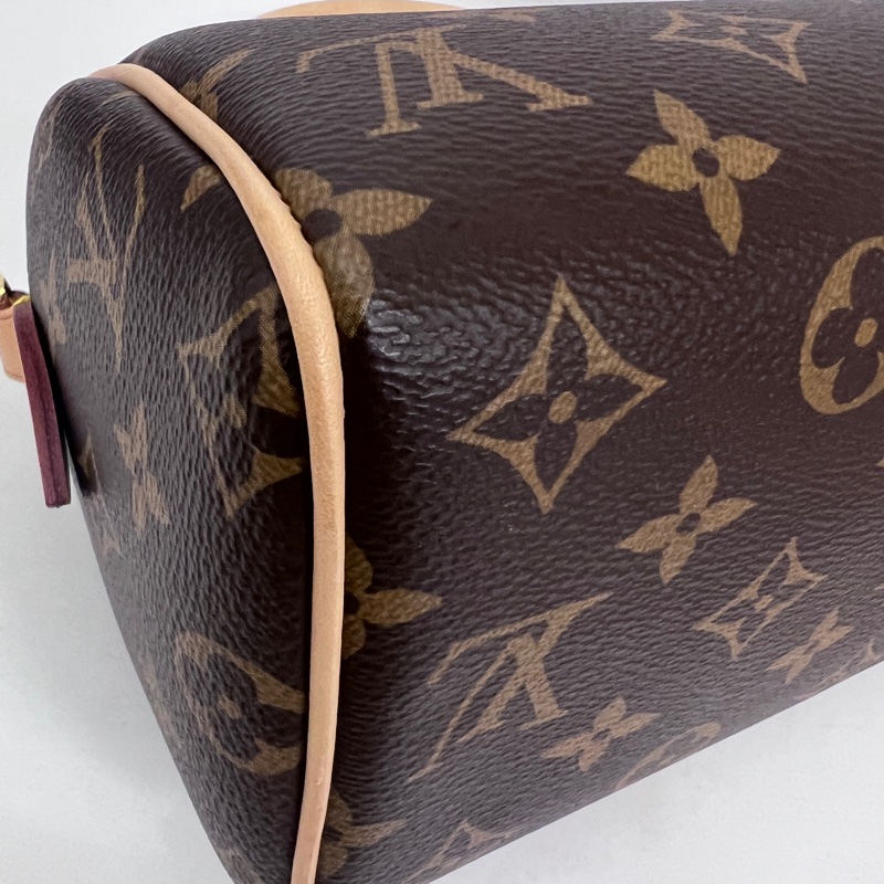 LV 原花金釦Speedy20手提斜背波士頓包-8