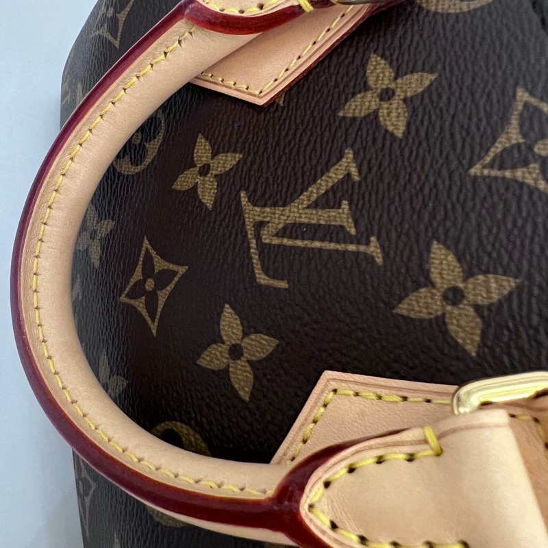LV 原花金釦Speedy20手提斜背波士頓包-18