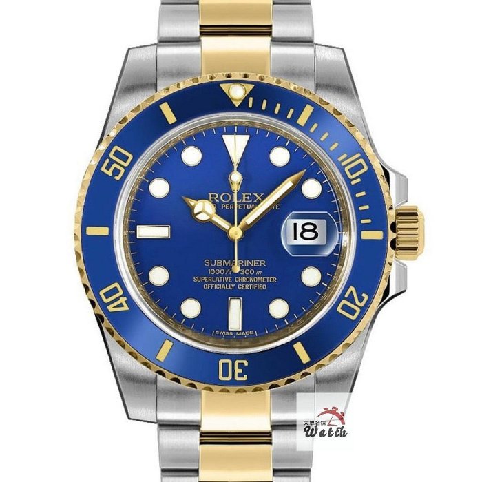 【大眾名錶】 Rolex 勞力士 116613LB Submariner 半金 藍水鬼 部分原廠膠膜 大眾名錶B1175-0