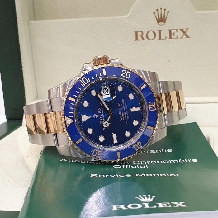【大眾名錶】 Rolex 勞力士 116613LB Submariner 半金 藍水鬼 部分原廠膠膜 大眾名錶B1175-2