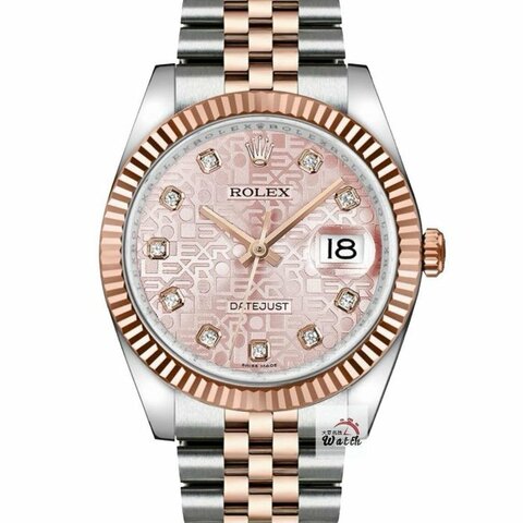 【大眾名錶】ROLEX 勞力士 116231 Datejust 蠔式日誌 18K玫瑰半金 全配件 未使用品 粉十鑽紀念面盤 新包台 B1203