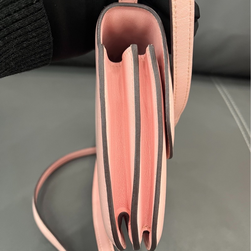 【少女心爆棚🌸最網最甜價✨】Hermes愛馬仕constance康康19 3Q櫻花粉銀扣 Swift皮-5