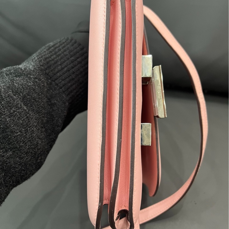 【少女心爆棚🌸最網最甜價✨】Hermes愛馬仕constance康康19 3Q櫻花粉銀扣 Swift皮-7
