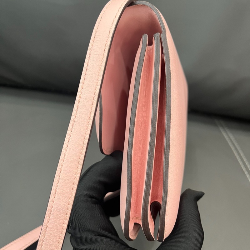 【少女心爆棚🌸最網最甜價✨】Hermes愛馬仕constance康康19 3Q櫻花粉銀扣 Swift皮-8