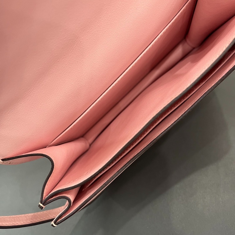 【少女心爆棚🌸最網最甜價✨】Hermes愛馬仕constance康康19 3Q櫻花粉銀扣 Swift皮-10