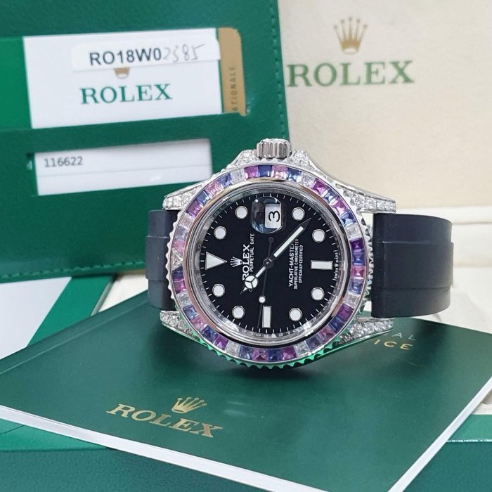 【大眾名錶】 ROLEX 勞力士 116622 Yacht-Master 2017/10 冰川彩寶 大眾名錶B701-4