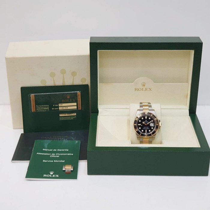 【大眾名錶】 Rolex 勞力士 116613LN Submariner 半金黑水鬼 2013/02台灣AD 熱門停產款 錶徑40mm B1145-9