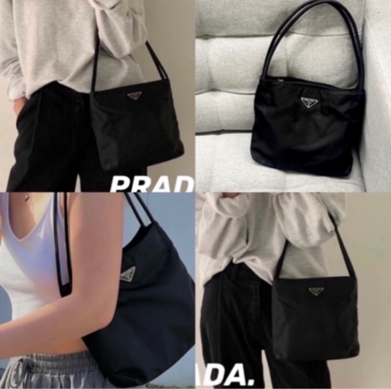 Prada 經典黑色尼龍托特包 Nylon tote bag 單肩包 手提包 23cm-0