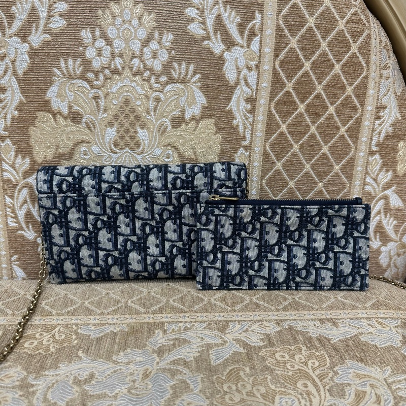 Dior 藍緹花布金釦Saddle二合一鏈帶斜背包S5614CTZQ-1