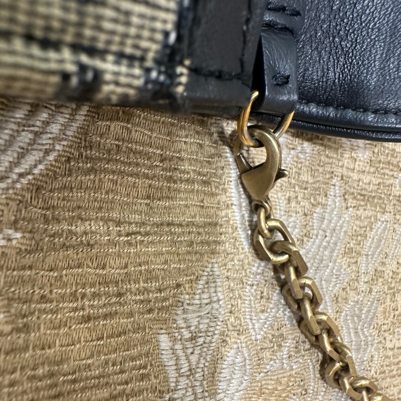 Dior 藍緹花布金釦Saddle二合一鏈帶斜背包S5614CTZQ-13