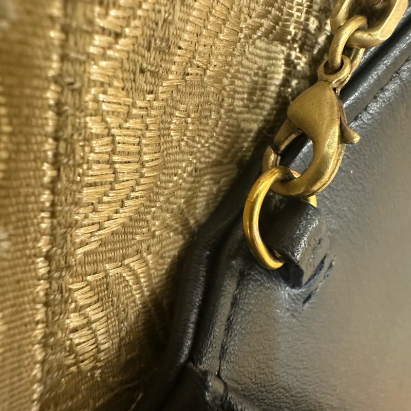 Dior 藍緹花布金釦Saddle二合一鏈帶斜背包S5614CTZQ-14