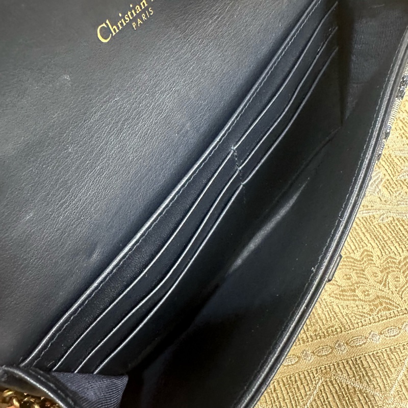 Dior 藍緹花布金釦Saddle二合一鏈帶斜背包S5614CTZQ-16