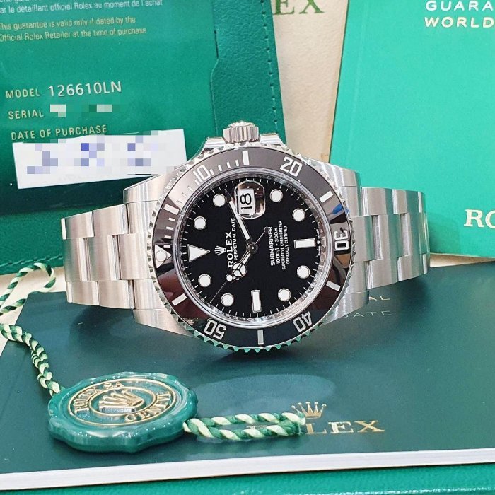 【大眾名錶】ROLEX 勞力士126610LN Submariner 2021/12綠卡 熱門新款 黑水鬼 陶瓷圈 部分原廠膠膜 B1071-3