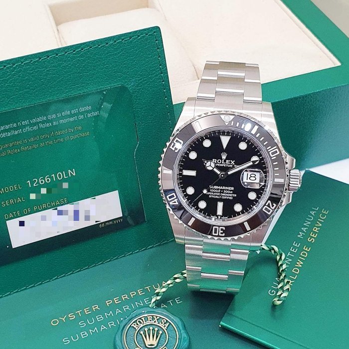 【大眾名錶】ROLEX 勞力士126610LN Submariner 2021/12綠卡 熱門新款 黑水鬼 陶瓷圈 部分原廠膠膜 B1071-4