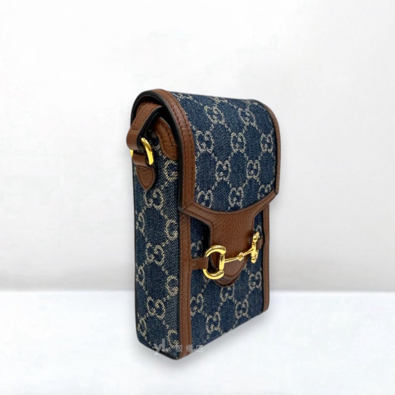 S5376-Gucci 1955棕牛皮藍牛仔手機包625615-1