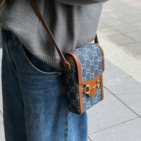 S5376-Gucci 1955棕牛皮藍牛仔手機包625615