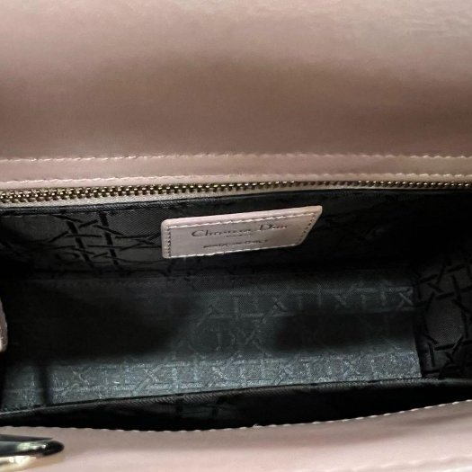 東區正精品㊣CHRISTIAN DIOR LADY 迪奧玫瑰粉色全皮5格金色吊飾金釦拉鍊肩背包手提包黛妃包 RZ5163-2