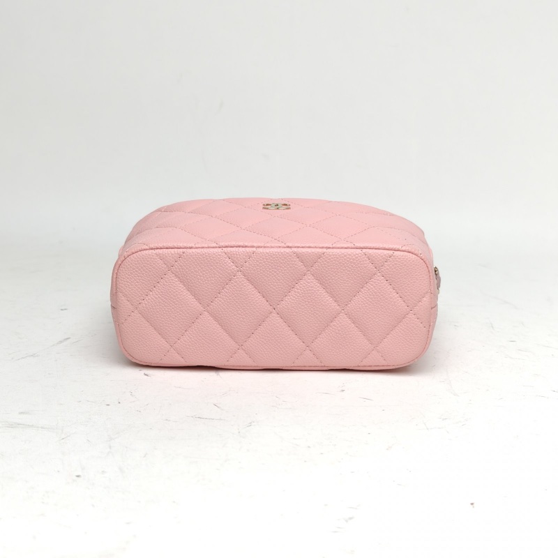 CHANEL 嬉皮HOBO飯盒包粉色荔枝牛皮鐳射標金扣菱格紋-3