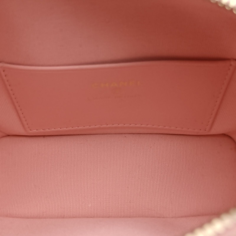 CHANEL 嬉皮HOBO飯盒包粉色荔枝牛皮鐳射標金扣菱格紋-5