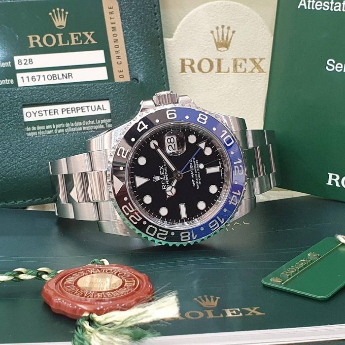 【大眾名錶】ROLEX 勞力士116710BLNR 2014/03全配件 停產搶手款 蝙蝠俠 黑藍陶瓷圈 GMT兩地時區 B1169-4