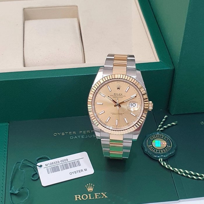 【大眾名錶】ROLEX 勞力士 126333 Datejust 蠔式日誌 2025/10全配件 金色面盤 三版帶 已貼膜 B1189-1