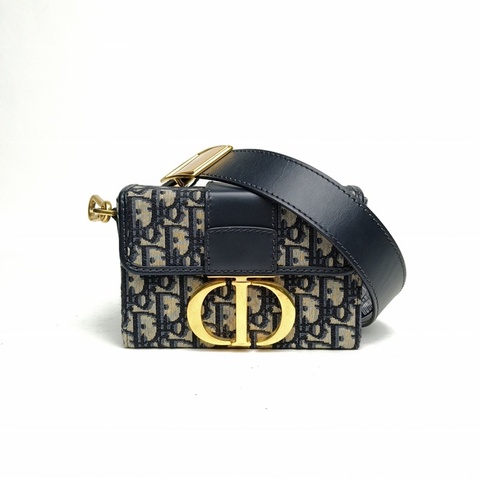 DIOR 30Montaigne蒙田Box藍色帆布金扣2020印花