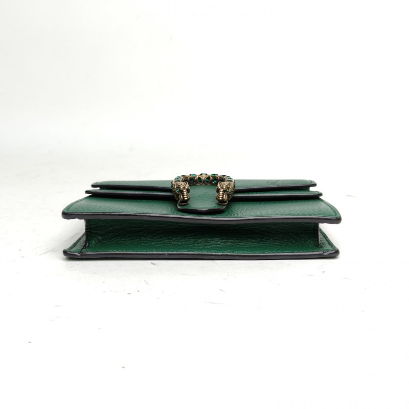 GUCCI Dionysus酒神超Mini翡翠綠牛皮鑽扣-3