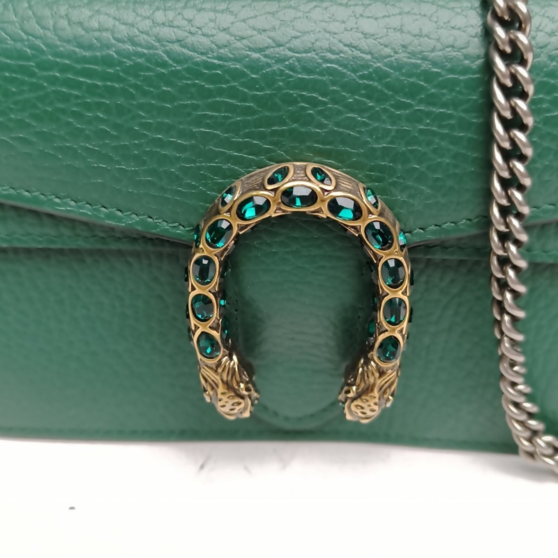 GUCCI Dionysus酒神超Mini翡翠綠牛皮鑽扣-4