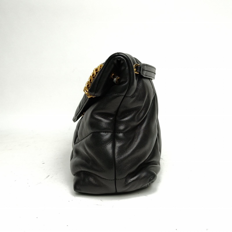 SAINT LAURENT Puffer雲朵包中號35黑色羊皮金扣-1