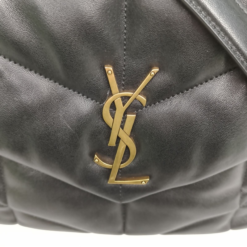 SAINT LAURENT Puffer雲朵包中號35黑色羊皮金扣-4