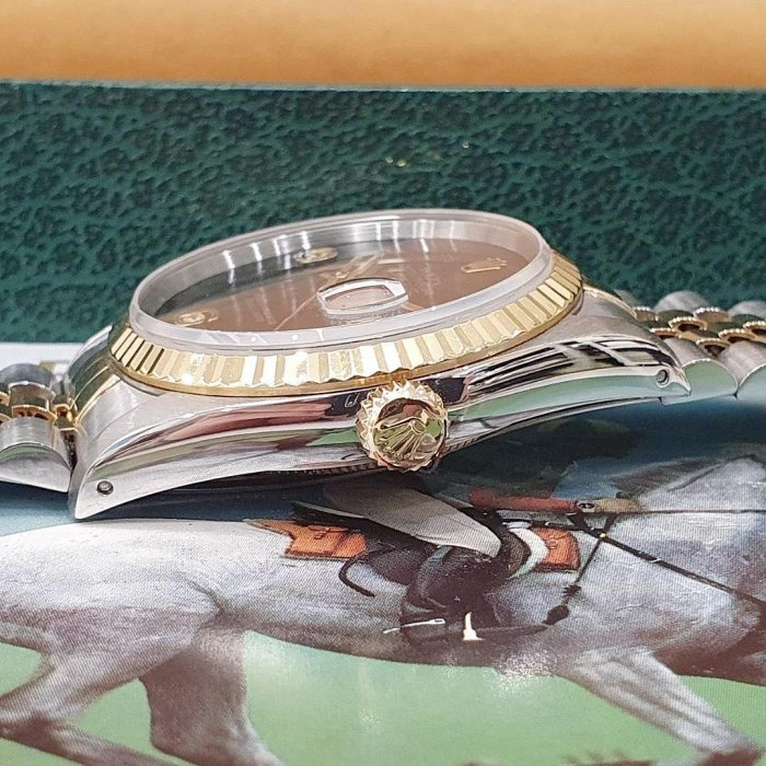 【大眾名錶】ROLEX 勞力士 16233 Datejust 蠔式日誌 全配件 市場罕有 無字天書 黑瑪瑙6.9鑽 錶徑36mm B1009-7