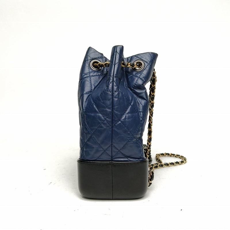 CHANEL GABRIELLE流浪雙肩包小號藍色牛皮25開金銀扣-1