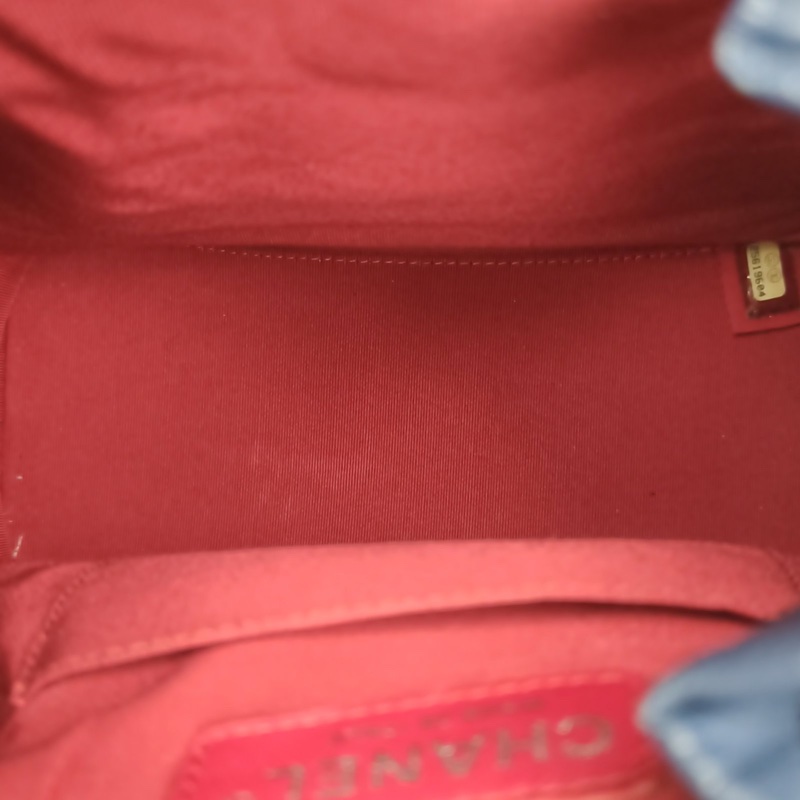 CHANEL GABRIELLE流浪雙肩包小號藍色牛皮25開金銀扣-5