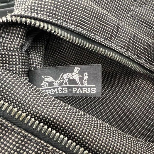 東區正精品㊣ HERMES HERLINE 灰色帆布H LOGO多口袋釦子拉鍊手提包小款 RZ6349-3