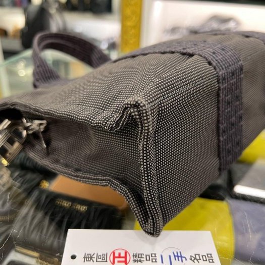 東區正精品㊣ HERMES HERLINE 灰色帆布H LOGO多口袋釦子拉鍊手提包小款 RZ6349-8